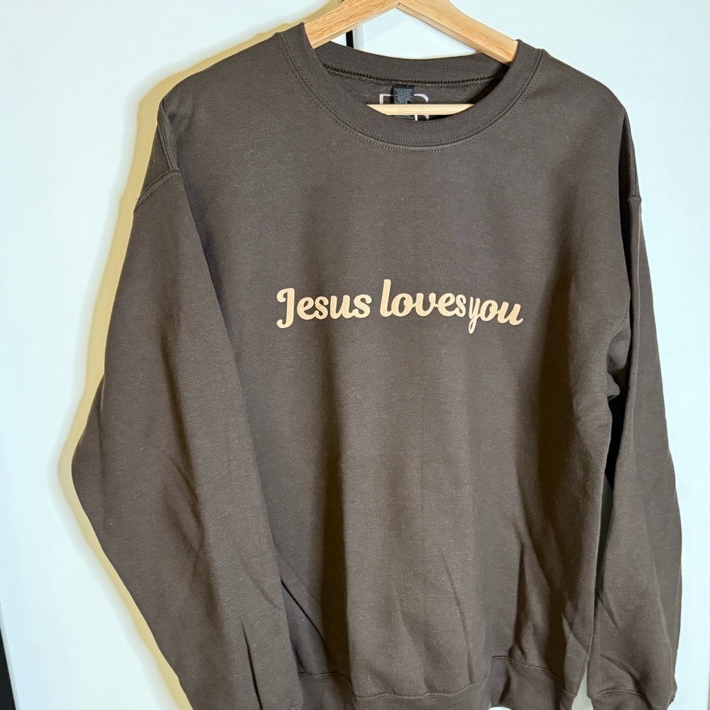 Brown 'Jesus Loves You' Sweater